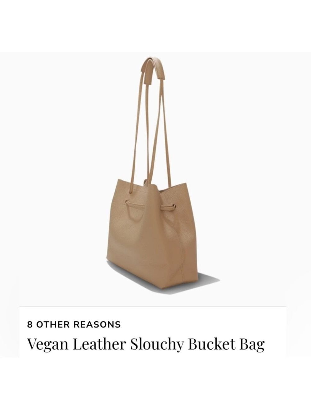8 Other Reasons TAN Vegan Leather Tote Bag | NEW |Slouchy Crossbody Bucket Bag - Picture 5 of 10